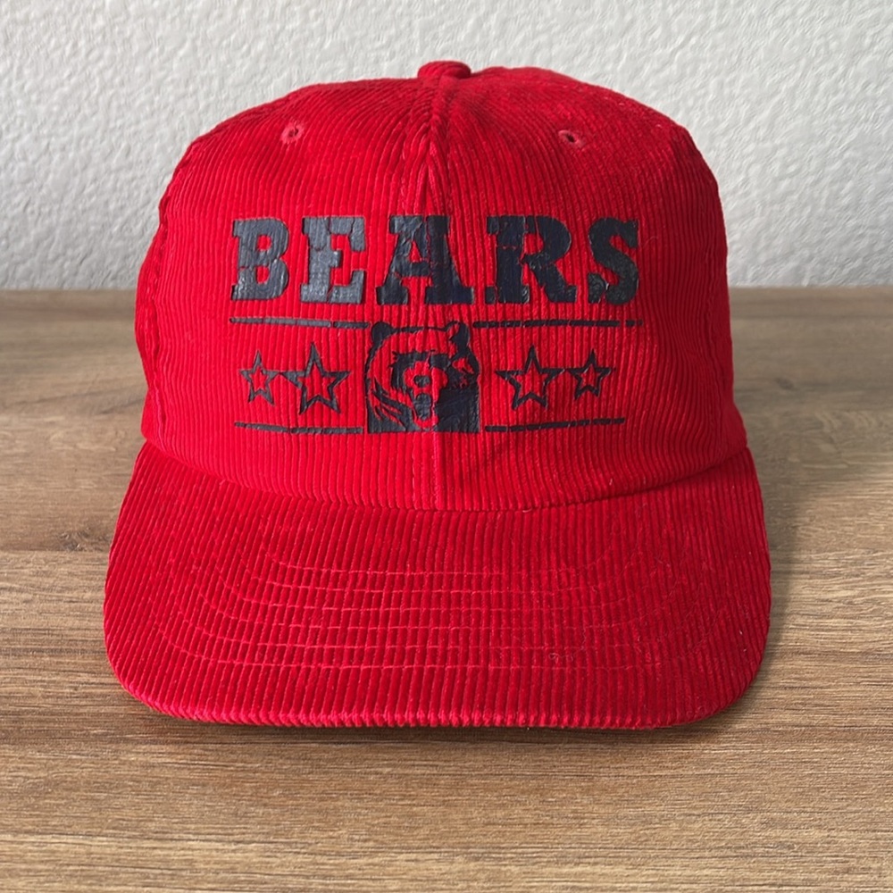 Vintage 1980s Chicago Bears Corduroy Snapback Hat Red / One Size